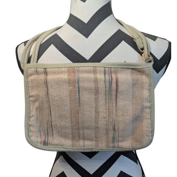 Carpetbags of America Vintage Woven Messenger Bag Crossbody Floral Patch Striped - Picture 1 of 4